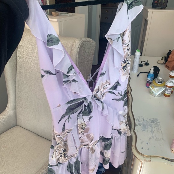 Tobi Ruffle Around Purple Floral Skater Dress - Picture 5 of 8